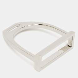 Pre Owned Hermès Etrier 90 Palladium Plated Scarf Ring