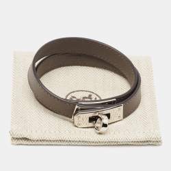 Hermès Kelly Double Tour Leather Palladium Plated Wrap Bracelet