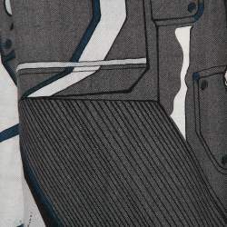 Pre Owned Hermès Grey Printed Cashmere Blend Mysterious Rider Scarf