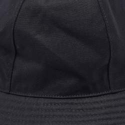 Pre Owned Hermes Black Gabardine and Printed Silk Twilly Bucket Hat
