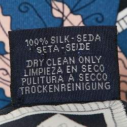 Pre Owned Hermès Blue Printed Silk Objets de Curiosite Scarf 