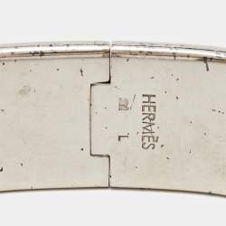 Hermès Clic Clac H White Enamel Palladium Plated Bracelet