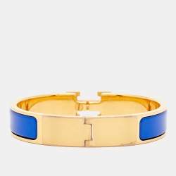 Hermès Clic H Blue Enamel Gold Plated Bracelet