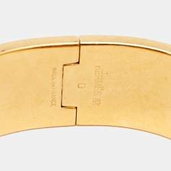 Hermès Clic H Green Enamel Gold Plated Bracelet