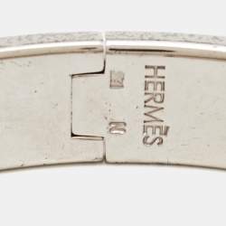 Pre Owned Hermès Clic H Blue Enamel Palladium Plated Bracelet