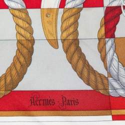 Pre Owned Hermès Orange Printed Della Galleria Square Scarf