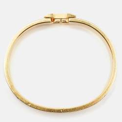 Pre Owned Hermès Clic H Black Enamel Gold Plated Bracelet