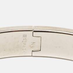 Hermès Clic H White Enamel Palladium Plated Bracelet