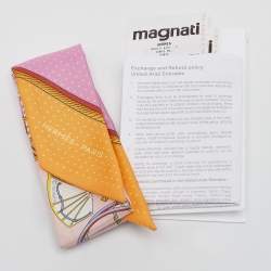 Pre Owned Hermès Rose/Orange Les Voitures a Transformation Silk Twilly