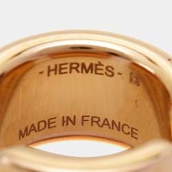 Pre Owned Hermès Olympe Black Leather Gold Plated Small Ear Cuff Ring