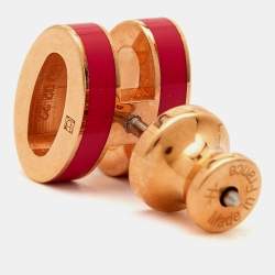 Hermès Mini Pop H Pink Enamel Gold Tone Stud Earrings