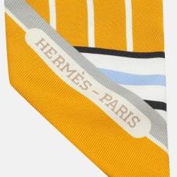 Pre Owned Hermès Multicolor Horse Print Silk Twilly