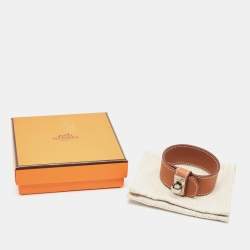 Pre Owned Hermès Kelly Twist Leather Palladium Plated Bracelet