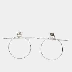 Hermes Loop Sterling Silver Medium Model Earrings