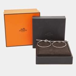 Hermes Loop Sterling Silver Medium Model Earrings