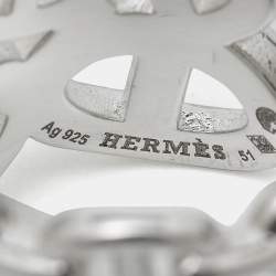 مملوكة مسبقًا Hermes Chaine d'ancre Enchainee Sterling Silver Wide Open Band Ring 51