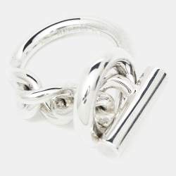 Hermès Croisette Toggle Clasp Sterling Silver Statement Ring 52