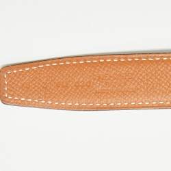 مملوكة مسبقًا Hermes Gold/Noir Epsom and Swift Leather Constance Reversible Belt 75 CM