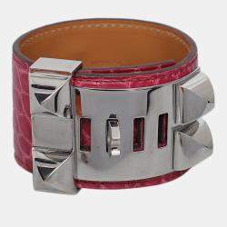 Pre Owned Hermes Croco Collier De Chien Bracelet
