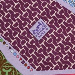 Pre Owned Hermès Green/Purple Silk 'Carre En Cravates' Square Scarf