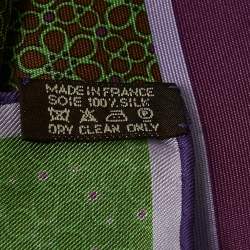 Pre Owned Hermès Green/Purple Silk 'Carre En Cravates' Square Scarf