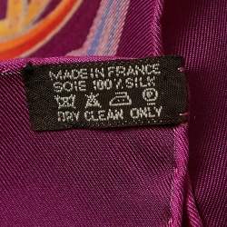 Hermès Purple/Orange Silk La Charmante Aux Animaux Annie Faivre Scarf