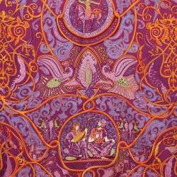Hermès Purple/Orange Silk La Charmante Aux Animaux Annie Faivre Scarf
