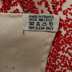 Hermès White/Red Indian Dust Silk Scarf