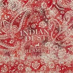 Hermès White/Red Indian Dust Silk Scarf