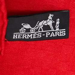 Hermès Red H Pattern Cashmere & Silk Stole 