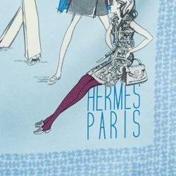 Hermès Blue Printemps Ete 69 Automne Hiver 70 Silk Gavroche Scarf 45