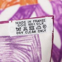 Pre Owned Hermes Purple/Red Silk Chacun Fait Son Nid Scarf