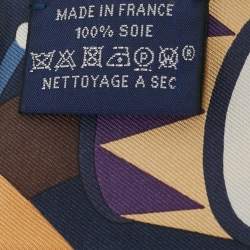 مملوكة مسبقًا Hermes Ardoise / Bleu Jean Silk Parade en Fanfare Twilly