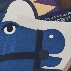 مملوكة مسبقًا Hermes Ardoise / Bleu Jean Silk Parade en Fanfare Twilly