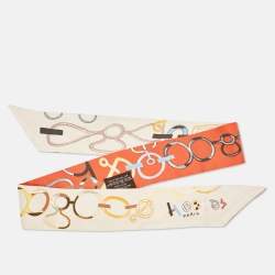 Pre Owned Hermes Orange Silk Do Re Boucles Twilly