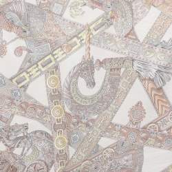 Pre Owned Hermes Cream Le Songe De La Licorne Printed Silk Scarf