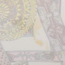 Pre Owned Hermes Cream Le Songe De La Licorne Printed Silk Scarf