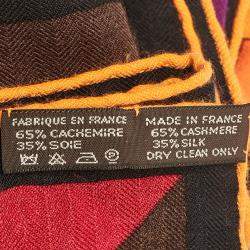 Hermes Multicolor Silk and Cashmere Perspective Cavaliere Scarf