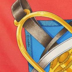 Pre Owned Hermes Red Grand Manege Silk Scarf