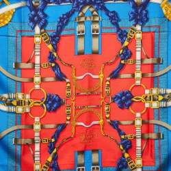 Pre Owned Hermes Red Grand Manege Silk Scarf