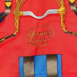 Pre Owned Hermes Red Grand Manege Silk Scarf