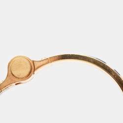 Pre Owned Hermes Charniere Couvertures Nouvelles Enamel Gold Plated Hinged Bracelet 