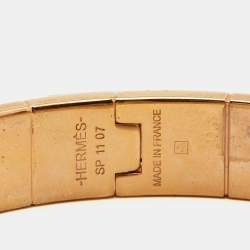 Pre Owned Hermes Charniere Couvertures Nouvelles Enamel Gold Plated Hinged Bracelet 