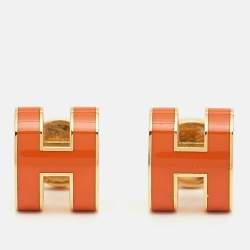 Hermès Pop H Enamel Gold Tone Earrings