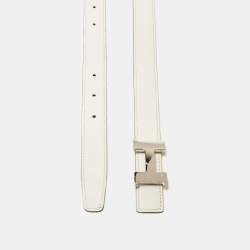 Hermes Blanc/Rose Tea Epsom and Swift Leather Constance Reversible Belt 95 CM