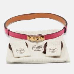 مملوكة مسبقًا حزام هيرمس كيلي 18 قابل للضبط إكسسوار ذهبي اللون و جلد إيبسوم ذهبي