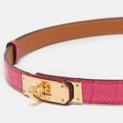 مملوكة مسبقًا حزام هيرمس كيلي 18 قابل للضبط إكسسوار ذهبي اللون و جلد إيبسوم ذهبي