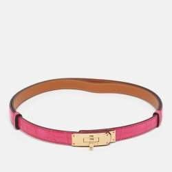 مملوكة مسبقًا حزام هيرمس كيلي 18 قابل للضبط إكسسوار ذهبي اللون و جلد إيبسوم ذهبي