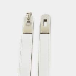 مملوكة مسبقًا Hermès Blanc Epsom Leather Palladium Finish Kelly 18 Belt Adjustable