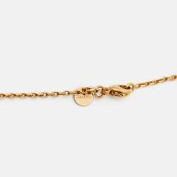 Pre Owned Hermès As de Coeur Leather Rose Gold Plated Small Model Necklace